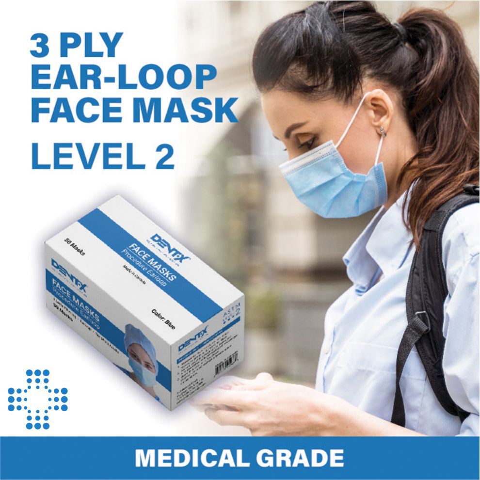 Dentx Dentx Canada Level 2 Procedure Face Mask Blue 50/box Made in Canada Medcarex Canada