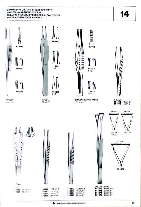 Tissue and Dissecting Forceps Jakobi Germany pages 54-59