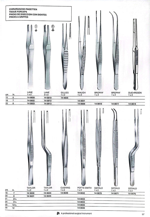 Tissue and Dissecting Forceps Jakobi Germany pages 54-59
