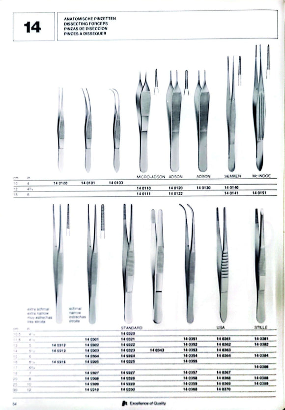 Tissue and Dissecting Forceps Jakobi Germany pages 54-59