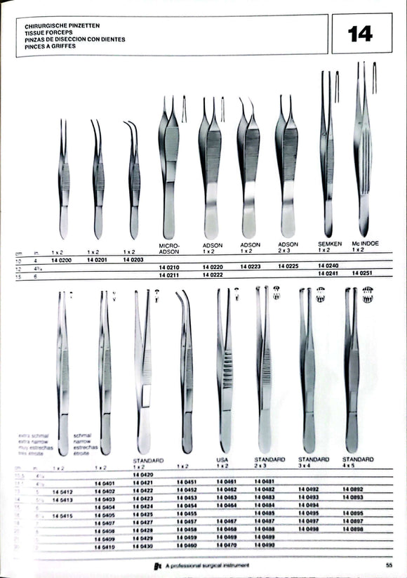 Tissue and Dissecting Forceps Jakobi Germany pages 54-59