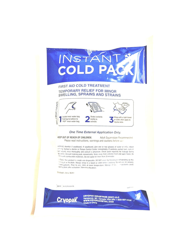Cryopak Instant Cold Pack First Aid Treatment single use 6x9 inch