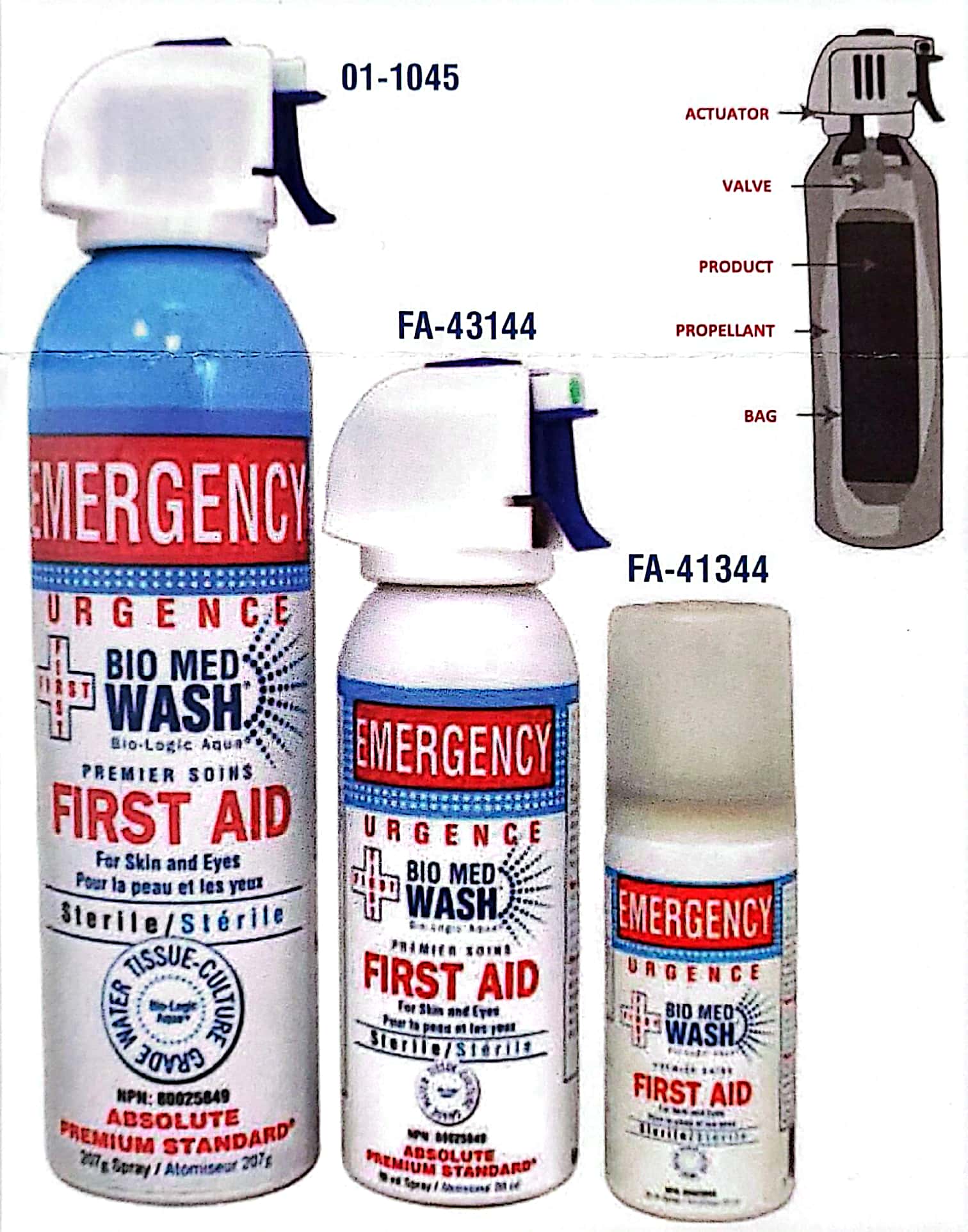 Bio Med Wash sterile first aid wash for skin and eyes.