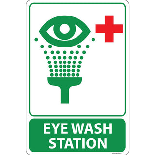 Eye wash station signage in Vinyl stick-on or light plastic.