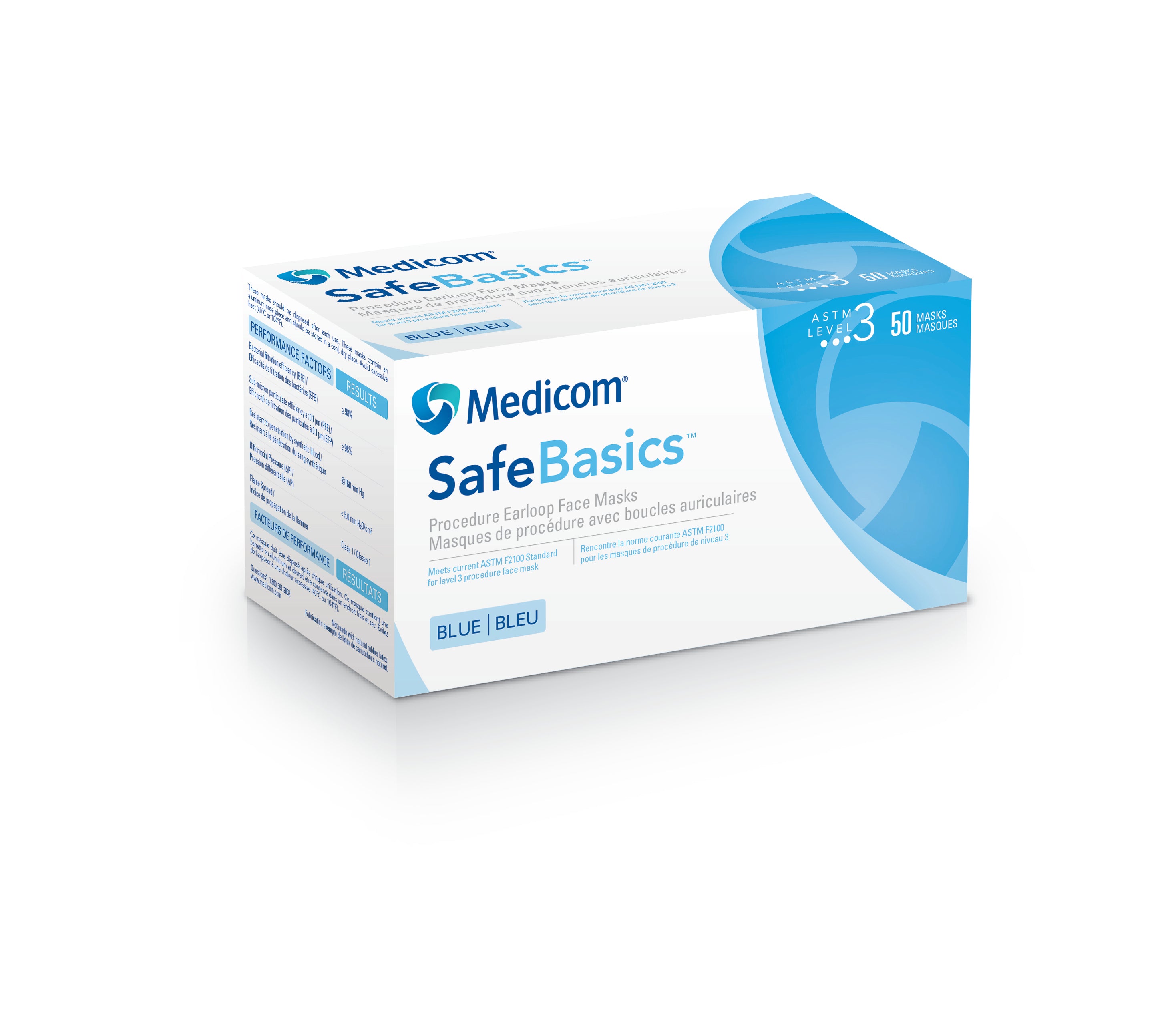 Buy blue Medicom SafeBasics Level 3 ASTM Earloop Face Masks