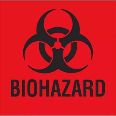 Biohazard labels 4x4 inches Vinyl or Paper