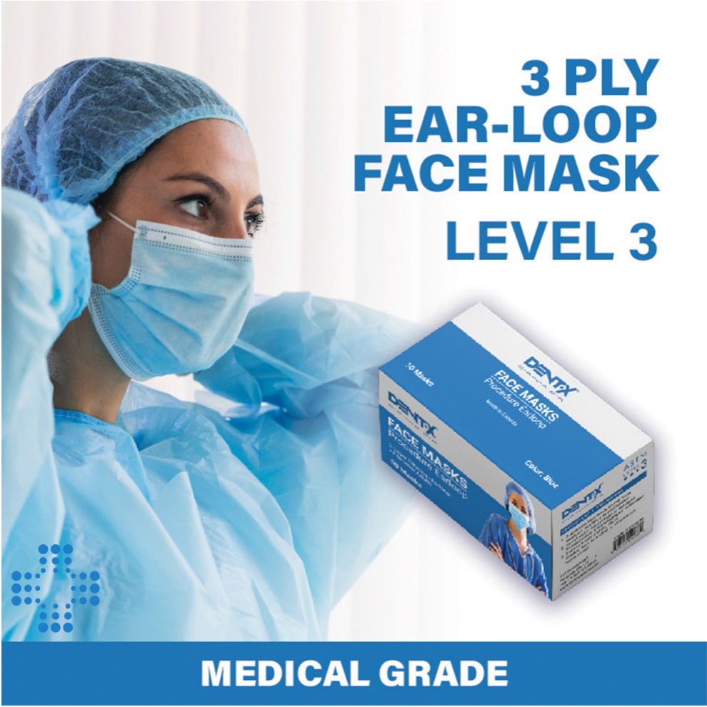 Dentx Dent-x level 3 face mask for added safety and security for Canadians.